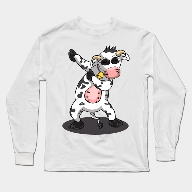 'Dabbing Dancing Cow' Funny Dabbing Animal Gift Long Sleeve T-Shirt by ourwackyhome